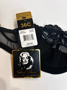 Marilyn Monroe Black Lace Underwire Bra - 36C
